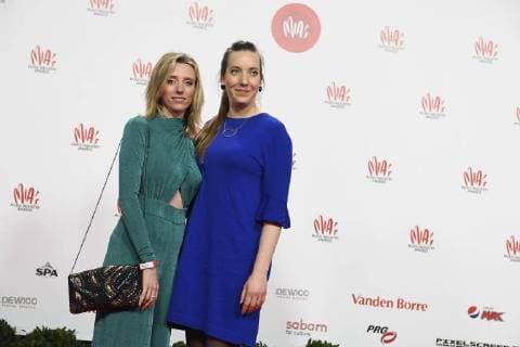 Tine Priem (L) pictured on the red carpet at the arrival for the eleventh edition of the MIA s (Music Industry Award) award show, in Brussels, Tuesday 30 January 2018. The MIA awards are handed out by the VRT and Kunstenpunt.  JASPERxJACOBS 05286489
