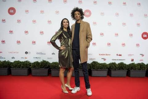 Danira Boukhriss Terkessidis and Bouba Kalala pictured on the red carpet at the arrival for the eleventh edition of the MIA s (Music Industry Award) award show, in Brussels, Tuesday 30 January 2018. The MIA awards are handed out by the VRT and Kunstenpunt.  JASPERxJACOBS 05286529