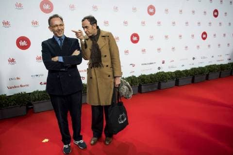 Stephen Dewaele and David Dewaele of Soulwax pictured on the red carpet at the arrival for the eleventh edition of the MIA s (Music Industry Award) award show, in Brussels, Tuesday 30 January 2018. The MIA awards are handed out by the VRT and Kunstenpunt.  JASPERxJACOBS 05286544