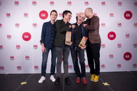 Sector Lifetime achievement award Ancienne Belgique and Raymond van het Groenewoud with there awards at the eleventh edition of the MIA s (Music Industry Award) award show, in Brussels, Tuesday 30 January 2018. The MIA awards are handed out by the VRT and Kunstenpunt.  JASPERxJACOBS 05286821
