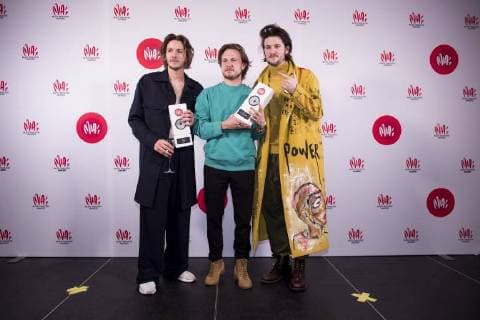 Rock band Bazart with there awards at the eleventh edition of the MIA s (Music Industry Award) award show, in Brussels, Tuesday 30 January 2018. The MIA awards are handed out by the VRT and Kunstenpunt.  JASPERxJACOBS 05286824