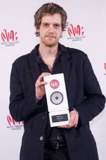 Warhouse with Maarten Devoldere with his awards at the eleventh edition of the MIA s (Music Industry Award) award show, in Brussels, Tuesday 30 January 2018. The MIA awards are handed out by the VRT and Kunstenpunt.  JASPERxJACOBS 05286825
