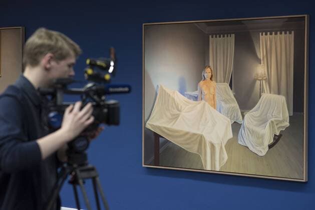 Press tour at the Kunsthalle Rostock to the retrospective of the Leipzig artist Erich Kissing from 4 February to 1 may 2018 under the title Erich Kissing and Kerstin painter and model with about 60 paintings by Erich Kissing a second part of the exhibition focuses on the importance of the Leipzig model Kerstin for kissing and a number of other artists including Michael Triegel and Günter Rössler Rostock Copyright: FrankxHormannx xnordlicht