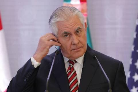 US Secretary of State Rex Tillerson speaks during a press conference after a trilateral meeting with Canadian Foreign Minister Chrystia Freeland and her Mexican counterpart Luis Videgaray at the Mexican Foreign Ministry in Mexico City, Mexico, 02 February 2018. Trilateral meeting between Mexico, Canada and the United States !ACHTUNG: NUR REDAKTIONELLE NUTZUNG!  Copyright: xJosexMendezx MEX001 20180202-636532008593519151