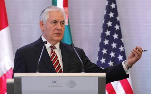 US Secretary of State Rex Tillerson speaks during a press conference after a trilateral meeting with Canadian Foreign Minister Chrystia Freeland and her Mexican counterpart Luis Videgaray at the Mexican Foreign Ministry in Mexico City, Mexico, 02 February 2018. Trilateral meeting between Mexico, Canada and the United States !ACHTUNG: NUR REDAKTIONELLE NUTZUNG!  Copyright: xJosexMendezx MEX007 20180202-636532009977872025