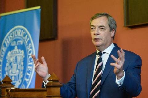 February 2, 2018 - Dublin, Ireland - Nigel Farage, a British politician and the former leader of the UK Independence Party, takes part in a Quastions and Answers meeting with students at Trinity College Historical Society on Anglo-Irish relations and the future of Europe. .On Friday, 2 February 2018, in Dublin, Ireland. Dublin Ireland  - ZUMAn230 20180202_zaa_n230_426 Copyright: xArturxWidakx