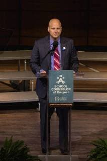 February 2, 2018 - Washington, DC, United States - Eric Waldo, Exec. Dir. of Michelle Obama s Reach Higher Initiative & EVP for Education, Civic Nation, speaks at the 2018 School Counselor of the Year awards ceremony, at the John F. Kennedy Center for the Performing Arts in Washington, D.C., on Friday, Feb. 2, 2018. ( ) Washington United States - ZUMAn230 20180202_zaa_n230_361 Copyright: xCherissxMayx