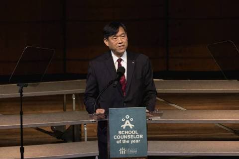 February 2, 2018 - Washington, DC, United States - Dr. Richard Wong, ASCA executive director, speaks at the 2018 School Counselor of the Year awards ceremony, at the John F. Kennedy Center for the Performing Arts in Washington, D.C., on Friday, Feb. 2, 2018. ( ) Washington United States - ZUMAn230 20180202_zaa_n230_357 Copyright: xCherissxMayx