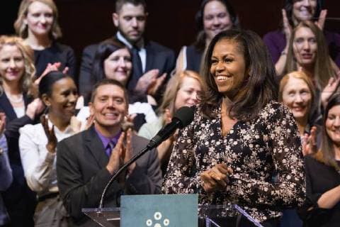 February 2, 2018 - Washington, DC, United States - Former First Lady Of the U.S. Michelle Obama presented the 2018 School Counselor of the Year award to Kristen Perry of Chicago, Ill., at the John F. Kennedy Center for the Performing Arts in Washington, D.C., on Friday, Feb. 2, 2018. ( ) Washington United States  - ZUMAn230 20180202_zaa_n230_348 Copyright: xCherissxMayx
