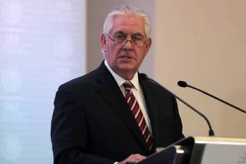 February 2, 2018 - EUM20180202POL03.JPG.CIUDAD DE MEXICO Eu-Mexico-Rex Tillerson.- El secretario de Estado de los Estados Unidos Americanos, Rex Tillerson, durante el mensaje a medios de comunicacion en el edificio sede de la Cancilleria en el Centro Historico de la Ciudad de Mexico, 2 de febrero de 2018. Foto: Agencia EL UNIVERSALAlejandro AcostaMAVC  - ZUMAu78_ 20180202_zaf_u78_030 Copyright: xElxUniversalx