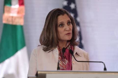 February 2, 2018 - EUM20180202POL04.JPG.CIUDAD DE MEXICO Eu-Mexico-Rex Tillerson.- La ministra de Asuntos Exteriores de Canada, Chrystia Freeland, durante el mensaje a medios de comunicacion en el edificio sede de la Cancilleria en el Centro Historico de la Ciudad de Mexico, 2 de febrero de 2018. Foto: Agencia EL UNIVERSALAlejandro AcostaMAVC  - ZUMAu78_ 20180202_zaf_u78_032 Copyright: xElxUniversalx