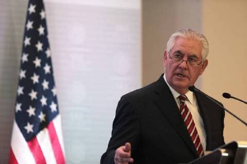 February 2, 2018 - EUM20180202NAC10.JPG .CIUDAD DE MEXICO, EU-EU Rex Tillerson.- El secretario de Estado de los Estados Unidos Americanos, Rex Tillerson, ofrecio un mensaje a medios de comunicacion en el edificio sede de la Cancilleria en el Centro Historico de la Ciudad de Mexico este 2 de febrero de 2018, en el marco de su visita de Estado a Mexico. Foto: Agencia EL UNIVERSAL AFBV  - ZUMAu78_ 20180202_zaf_u78_110 Copyright: xAlejandroxAcostax