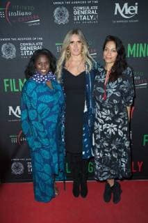 Abrima Erwiah, Tiziana Rocca, and actress Rosario Dawson attend The Social Justice Filming In Italy Award at Italian Cultural Institute on February 2, 2018 in Los Angeles, California. USA 2018 The Social Justice Filming In Italy Awards at Italian Cultural Institute in Los Angeles, California.  Copyright: xMSUxStudiox