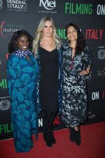 Abrima Erwiah, Tiziana Rocca, and actress Rosario Dawson attend The Social Justice Filming In Italy Award at Italian Cultural Institute on February 2, 2018 in Los Angeles, California. USA 2018 The Social Justice Filming In Italy Awards at Italian Cultural Institute in Los Angeles, California.  Copyright: xMSUxStudiox