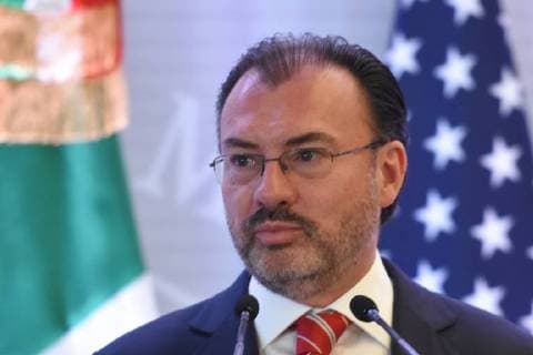 Treffen der nordamerikanischen Außenminister in Mexico City February 2, 2018 - Mexico City, Mexico, Mexico - Minister of Foreign Affairs of Mexico Luis Videgaray is seen speaking during a press conference of North American Foreign Ministers Meeting at Foreign Affair on February 02, 2018 in Mexico City, Mexico Mexico City Mexico  - ZUMAn230 20180202_zaa_n230_507 Copyright: xCarlosxTischlerx