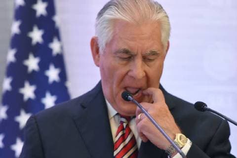 Treffen der nordamerikanischen Außenminister in Mexico City February 2, 2018 - Mexico City, Mexico, Mexico - US Secretary of State Rex Tillerson is seen speaking during a press conference of North American Foreign Ministers Meeting at Foreign Affair on February 02, 2018 in Mexico City, Mexico Mexico City Mexico  - ZUMAn230 20180202_zaa_n230_511 Copyright: xCarlosxTischlerx