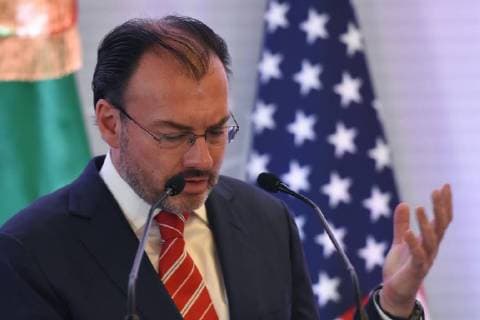 Treffen der nordamerikanischen Außenminister in Mexico City February 2, 2018 - Mexico City, Mexico, Mexico - Minister of Foreign Affairs of Mexico Luis Videgaray is seen speaking during a press conference of North American Foreign Ministers Meeting at Foreign Affair on February 02, 2018 in Mexico City, Mexico Mexico City Mexico  - ZUMAn230 20180202_zaa_n230_518 Copyright: xCarlosxTischlerx