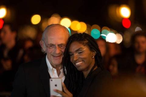 Christopher Lloyd takes selfies with fans at 33rd Santa Barbara International Film Festival Virtuosos Award at Arlington Theatre on February 3, 2018 in Santa Barbara, California USA 2018 The 33rd Santa Barbara International Film Festival Virtuosos Award at Arlington Theatre on February 3, 2018 in Santa Barbara, California  Copyright: xMSUxStudiox