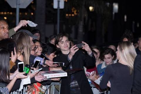 Timothee Chalamet takes selfies with fans at 33rd Santa Barbara International Film Festival Virtuosos Award at Arlington Theatre on February 3, 2018 in Santa Barbara, California USA 2018 The 33rd Santa Barbara International Film Festival Virtuosos Award at Arlington Theatre on February 3, 2018 in Santa Barbara, California  Copyright: xMSUxStudiox