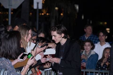 Timothee Chalamet with fans at 33rd Santa Barbara International Film Festival Virtuosos Award at Arlington Theatre on February 3, 2018 in Santa Barbara, California USA 2018 The 33rd Santa Barbara International Film Festival Virtuosos Award at Arlington Theatre on February 3, 2018 in Santa Barbara, California  Copyright: xMSUxStudiox
