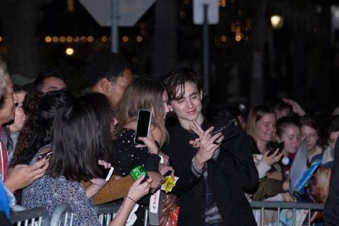 Timothee Chalamet takes selfies with fans at 33rd Santa Barbara International Film Festival Virtuosos Award at Arlington Theatre on February 3, 2018 in Santa Barbara, California USA 2018 The 33rd Santa Barbara International Film Festival Virtuosos Award at Arlington Theatre on February 3, 2018 in Santa Barbara, California  Copyright: xMSUxStudiox