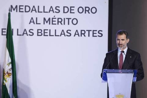 06-02-2018 Spain Queen Letizia and King Felipe during the presentation of the Golden Medals to the Fine Arts Merit at the Centre Pompidou in Malaga No Spain  Copyright: xPPE THORTONx
