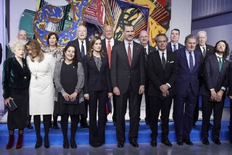 February 6, 2018 - Malaga, Andalucia, Spain - Queen Letizia of Spain, King Felipe VI of Spain attend the Gold Medals of Merit in Fine Arts 2016 ceremony at the Pompidou Center on February 06, 2018 in Malaga, Spain Malaga Spain  - ZUMAg15_ 20180206_zaf_g15_050 Copyright: xJackxAbuinx
