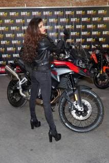 Model Shirin Jacob with a BMW press day to the coming Berlin motorcycle days BMT from 09 11 February 2018 at the station Berlin 08 02 2018 Berlin motorcycle days BMT