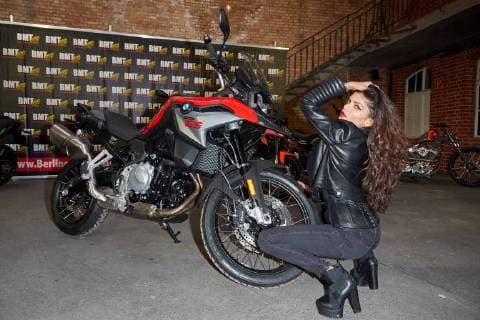 Model Shirin Jacob with a BMW press day to the coming Berlin motorcycle days BMT from 09 11 February 2018 at the station Berlin 08 02 2018 Berlin motorcycle days BMT