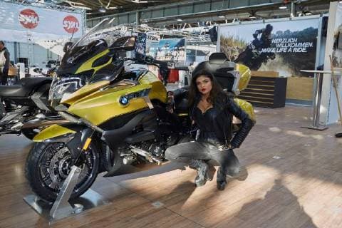 Model Shirin Jacob with a BMW press day to the coming Berlin motorcycle days BMT from 09 11 February 2018 at the station Berlin 08 02 2018 Berlin motorcycle days BMT