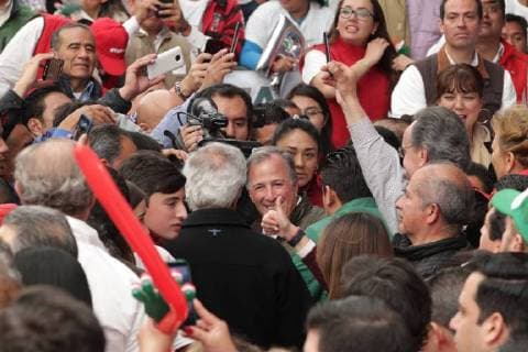 Candidate of the Institutional Revolutionary Party (PRI) in the next presidential elections Jose Antonio Meade (C) participates in an event to close the pre-campaign in Tlalnepantla, State of Mexico, Mexico, 11 February 2018. Candidate of the Institutional Revolutionary Party participates in the closing ceremony of the pre-campaign !ACHTUNG: NUR REDAKTIONELLE NUTZUNG!  Copyright: xMarioxGuzmánx MEX25 20180211-636539745632799877
