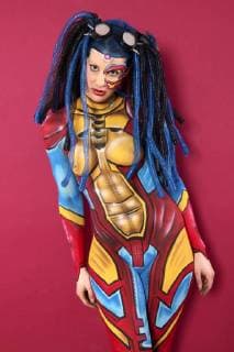 GEEK ART Bodypainting meets SciFi fantasy and more Hulk vs Iron Quinn photoshoot with model Sarah as iron Quinn in the Photo Studio of Schubert Niedernwöhren 13 02 2018 a project of photographer Tschiponnique skupin and the Bodypainters and Transformakers Enrico flax Foto:xT.xSkupin,xB.xSchubertx xFuturexImage