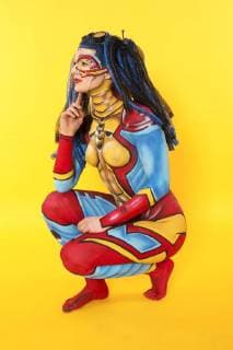 GEEK ART Bodypainting meets SciFi fantasy and more Hulk vs Iron Quinn photoshoot with model Sarah as iron Quinn in the Photo Studio of Schubert Niedernwöhren 13 02 2018 a project of photographer Tschiponnique skupin and the Bodypainters and Transformakers Enrico flax Foto:xT.xSkupin,xB.xSchubertx xFuturexImage