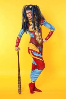 GEEK ART Bodypainting meets SciFi fantasy and more Hulk vs Iron Quinn photoshoot with model Sarah as iron Quinn in the Photo Studio of Schubert Niedernwöhren 13 02 2018 a project of photographer Tschiponnique skupin and the Bodypainters and Transformakers Enrico flax Foto:xT.xSkupin,xB.xSchubertx xFuturexImage