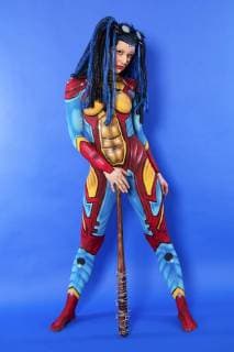 GEEK ART Bodypainting meets SciFi fantasy and more Hulk vs Iron Quinn photoshoot with model Sarah as iron Quinn in the Photo Studio of Schubert Niedernwöhren 13 02 2018 a project of photographer Tschiponnique skupin and the Bodypainters and Transformakers Enrico flax Foto:xT.xSkupin,xB.xSchubertx xFuturexImage