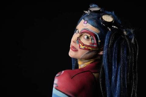 GEEK ART Bodypainting meets SciFi fantasy and more Hulk vs Iron Quinn photoshoot with model Sarah as iron Quinn in the Photo Studio of Schubert Niedernwöhren 13 02 2018 a project of photographer Tschiponnique skupin and the Bodypainters and Transformakers Enrico flax Foto:xT.xSkupin,xB.xSchubertx xFuturexImage