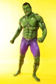 GEEK ART Bodypainting meets SciFi fantasy and more Hulk vs Iron Quinn photo shooting with the model Fred as a Hulk in the Photo Studio of Schubert Niedernwöhren 13 02 2018 a project of photographer Tschiponnique skupin and the Bodypainters and Transformakers Enrico flax Foto:xT.xSkupin,xB.xSchubertx xFuturexImage