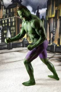 GEEK ART Bodypainting meets SciFi fantasy and more Hulk vs Iron Quinn photoshoot with model Fred as a Hulk in a comic backdrop in the Photo Studio of Schubert Niedernwöhren 13 02 2018 a project of photographer Tschiponnique skupin and the Bodypainters and Transformakers Enrico flax Foto:xT.xSkupin,xB.xSchubertx xFuturexImage