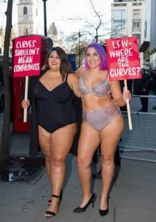. 16 02 2018. London, United Kingdom. LFW protest. Hayley Hasselhoff leads a lingerie clad models protest outside LFW Venue, 180 The Strand  xGustavoxValientex xi-Imagesx IIM-16974-0001