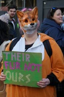 Hundreds of animal activists protest at London Fashion Week against the cruelty of fur in fashion. FEBRUARY 17th 2018  SLIx18269