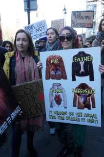 Hundreds of animal activists protest at London Fashion Week against the cruelty of fur in fashion. FEBRUARY 17th 2018  SLIx18269