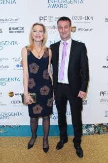 Nina Ruge and Falk Dettinger CEO Eugene Dettinger GmbH inhorgenta award Munich 2018 in the postal Palace in Munich on 18 02 2018