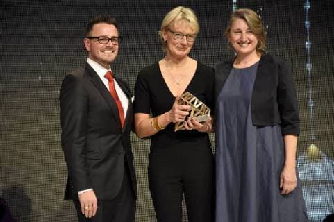 Peter Boch designer of the year winner company triple and Christine Lüdeke at the ceremony of the 2 inhorgenta award 2018 in the postal Palace Munich 18 02 2018 Foto:xP.xSchönbergerx xFuturexImage