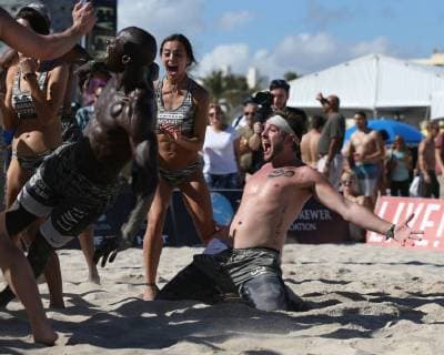 MIAMI BEACH, FL - FEBRUARY 18: Model Beach Volleyball Tournament takes places each year in Miami Beach Oceanfront between 7th and 8th. The free event open to the public features top model agencies, as well as some of the top professional volleyball players across the world, competing in a co-ed beach volleyball tournament. Copyright: xHoo-Me.com xMediaPunchx