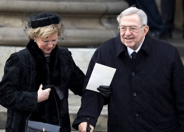 20-02-2018 Denmark Funeral of Prince Henrik at Christiansborg palace church in Copenhagen. King Constantine II of Greece and Queen Anne-Marie Konstantine  Copyright: xPPE NIEBOERx