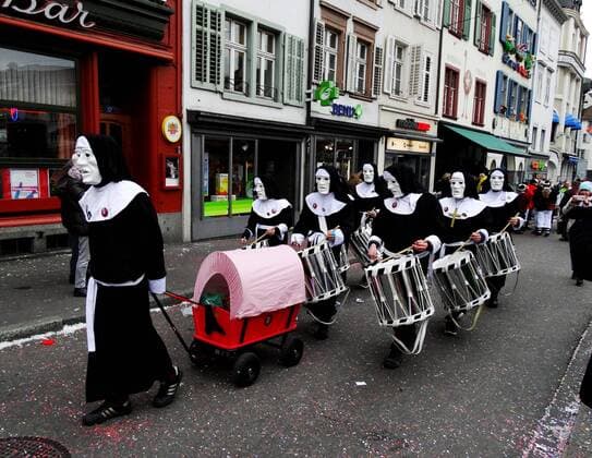 20 02 2018 Basel Fasnacht carnival of street image shows group Drummler customs