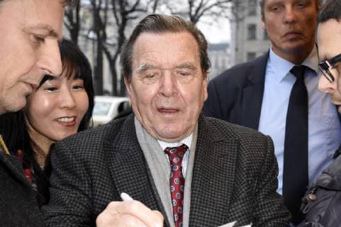 Gerhard Schröder and girlfriend Kim So yeon at the 15 Best Brands Award ceremony at the Hotel Bayerischer Hof Munich 21 02 2018 Foto:xP.xSchönbergerx xFuturexImage