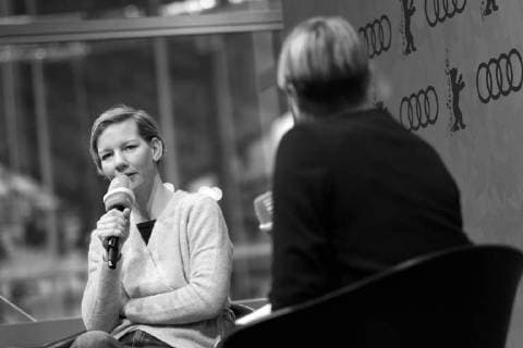 Actress Sandra Hüller in conversation with Deutschlandfunk Kultur in the Audi Berlinale Lounge on the occasion of the 68 Berlinale snapshot photography xK M Krause