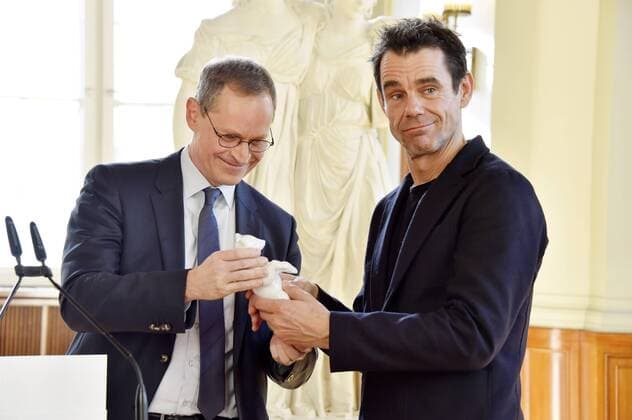 Michael Müller and Tom Tykwer at the jury of the 68 Berlin International Film Festival in the guest book of Berlin in the Red City Hall Berlin 23 02 2018 Foto:xN.xKubelkax xFuturexImage
