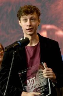 Marcio Reolon with the CICAE Art Cinema Award for Tinta Bruta at the Awards Ceremony of the Independent Juries at the Berlinale 2018 68 Berlin International Film Festival at the Hotel Grand Hyatt Berlin 24 02 2018 Foto:xC.xNiehausx xFuturexImage